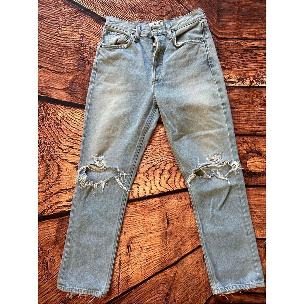 Agolde Riley Hi Rise Straight Crop Light Wash - Picture 3 of 15